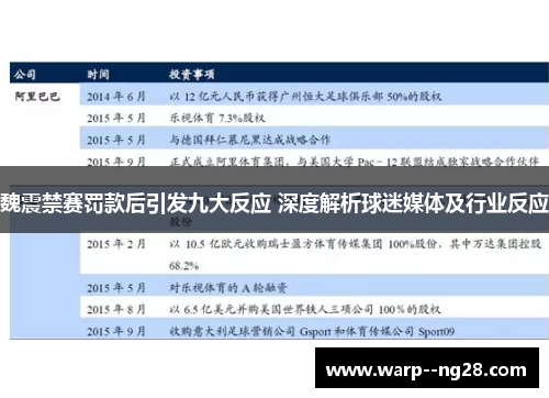 魏震禁赛罚款后引发九大反应 深度解析球迷媒体及行业反应